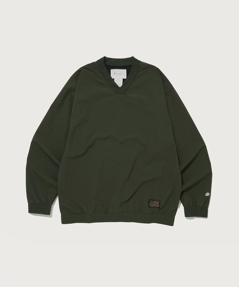 브이넥 웜업 나일론 풀오버 티셔츠 Normal Khaki