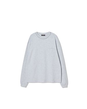 스티치 포켓 롱슬리브 티 (화이트 멜란지)