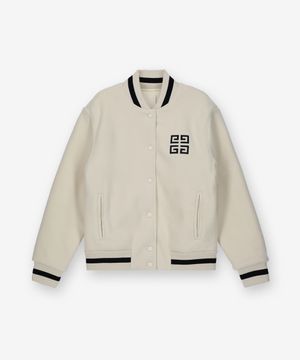 4G 봄버 바시티 재킷 - 화이트:네이비 / BW00PM4ZMR131