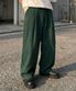 컬러풀 코듀로이 스트링 와이드 팬츠 그린