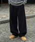 컬러풀 코듀로이 스트링 와이드 팬츠 블랙