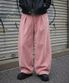 컬러풀 코듀로이 스트링 와이드 팬츠 핑크