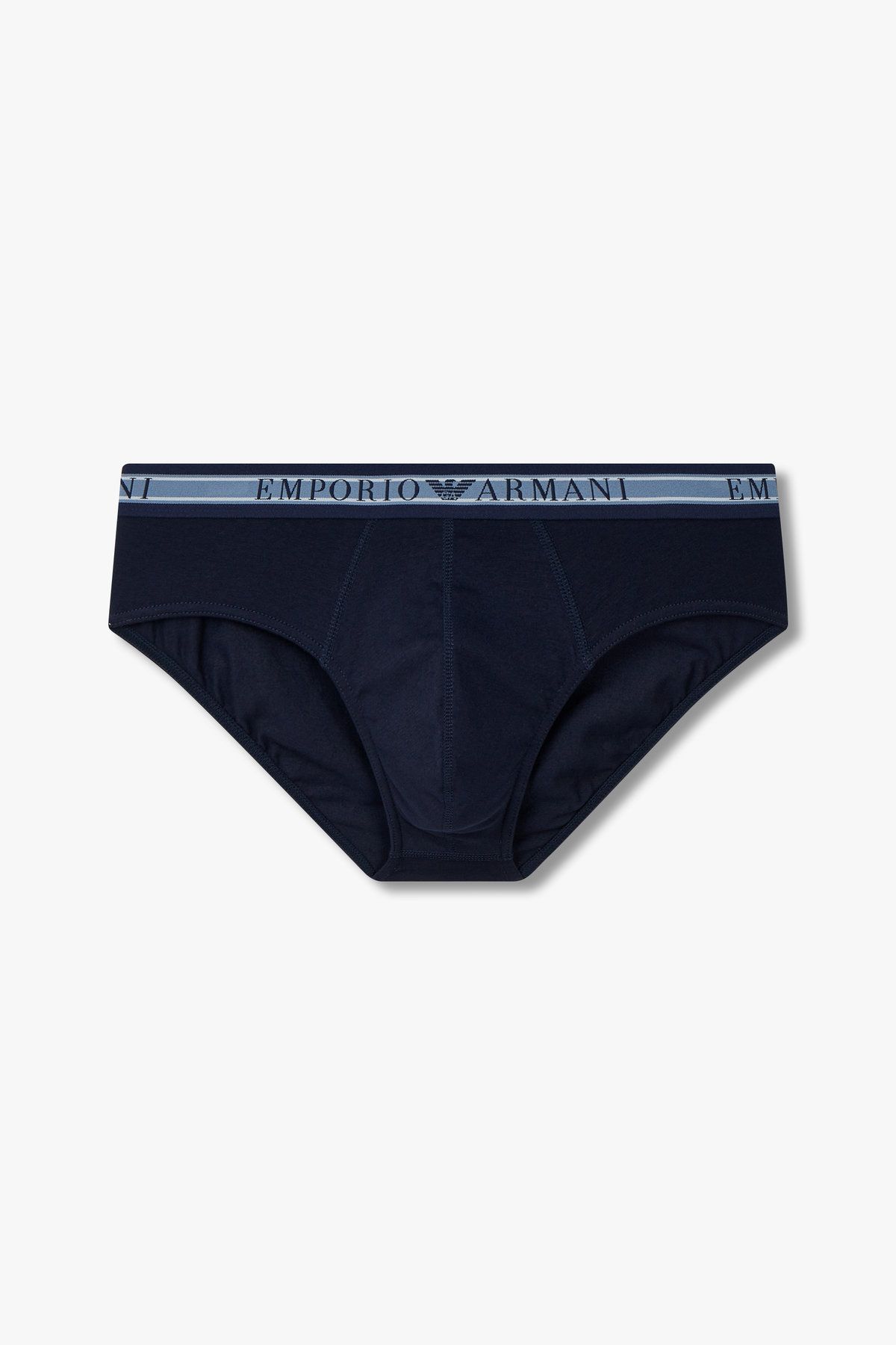 엠포리오 아르마니 언더웨어(EMPORIO ARMANI UNDERWEAR) 남성 스트라이프 밴딩 코튼 브리프_마린 0814311043