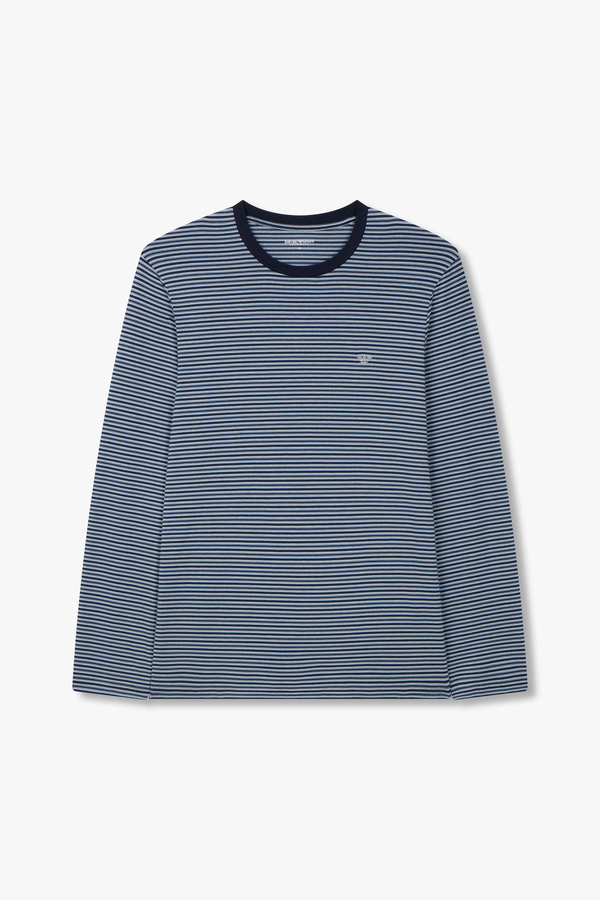 엠포리오 아르마니 언더웨어(EMPORIO ARMANI UNDERWEAR) 남성 스트라이프 패턴 라운지 티셔츠_마린 0814336006