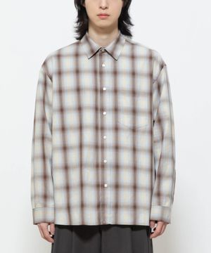 옴브레 체크 셔츠 [브라운 X 블루]