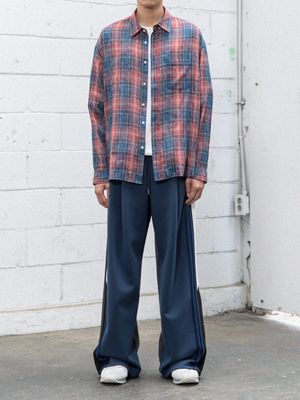 빈티지 스프레이 체크 셔츠 [블루 x 레드]