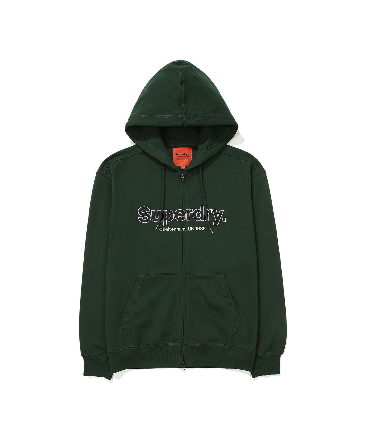 슈퍼드라이(SUPERDRY) 코어 빅 로고 투웨이 후드 집업 헌터