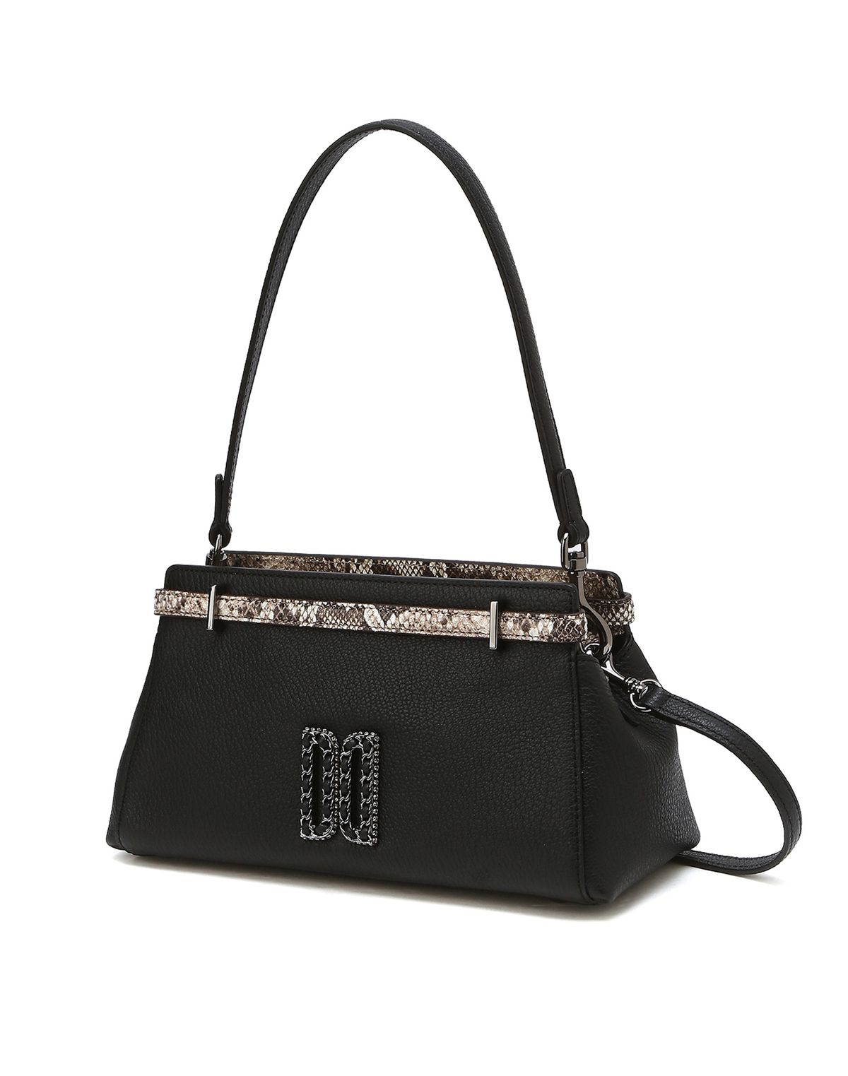 닥스 여성 액세서리(DAKS WOMENS ACCESSORIES) [NEW DD AMBER] 블랙 파이톤 배색 가죽 숄더백 DCBA4F081BK