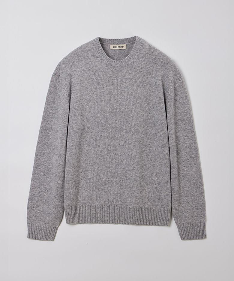 CASHMERE BLEND WOOL CREW NECK KNIT GRAY