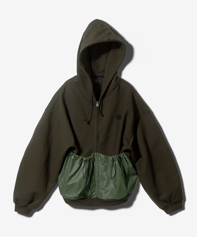 POCKET HOODED ZIPUP - KHAKI