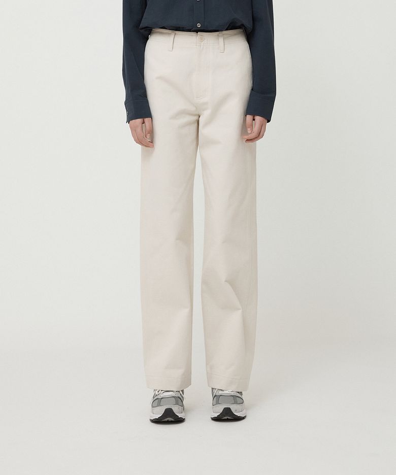 WOMAN CLASSIC BRUSHED COTTON PANTS CREAM IVORY