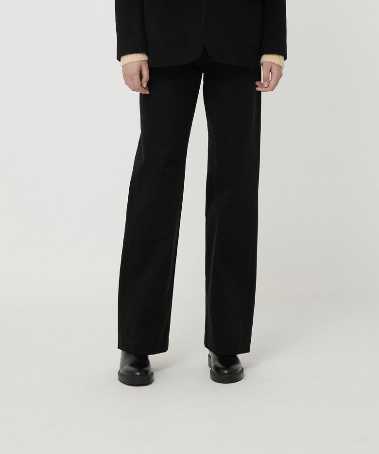 WOMAN CLASSIC BRUSHED COTTON PANTS BLACK