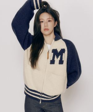 COLOR BLOCK RAGLAN CARDIGAN navy