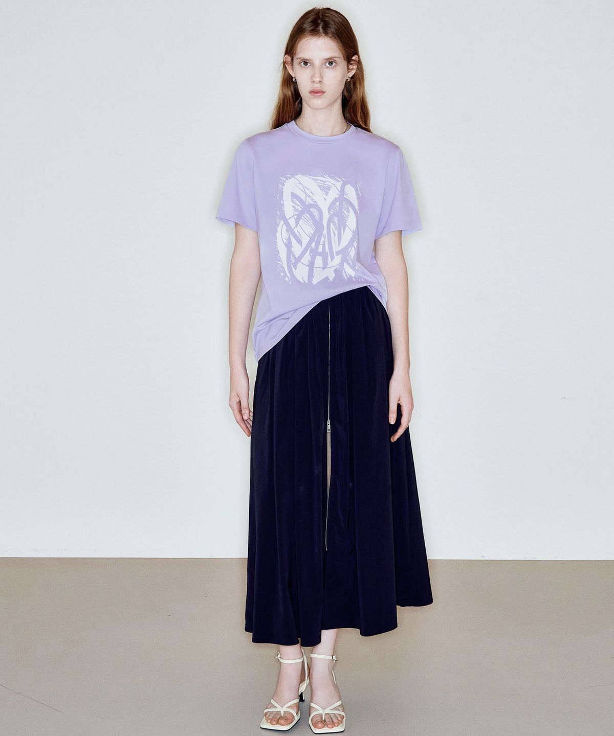 씨커슨(CKUSUN) PRINTED ROUND NECK T-SHIRTS_LAVENDER