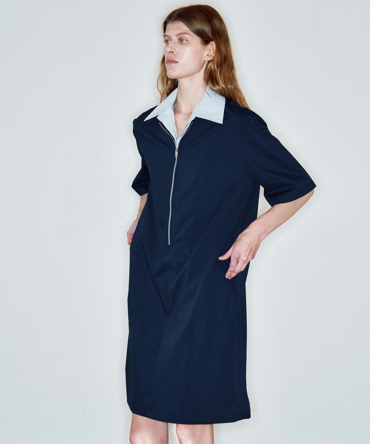 씨커슨(CKUSUN) DETACHABLE SHIRTS COLLAR DRESS_NAVY