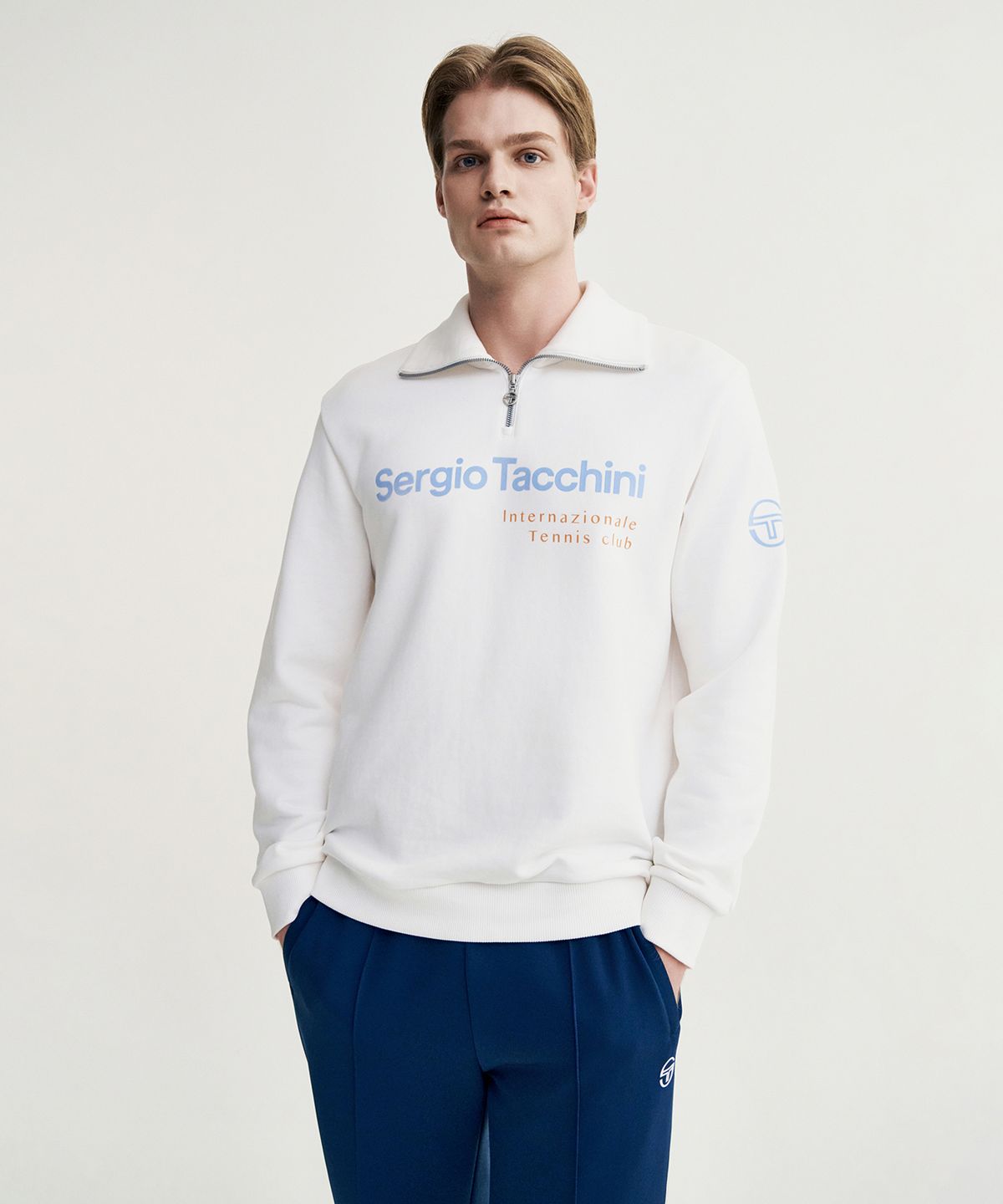 세르지오 타키니(SERGIO TACCHINI) U 데일리 하프집업 맨투맨 (White)