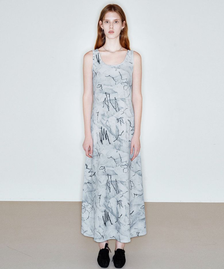 DRAWING SLEEVELESS DRESS_GREY