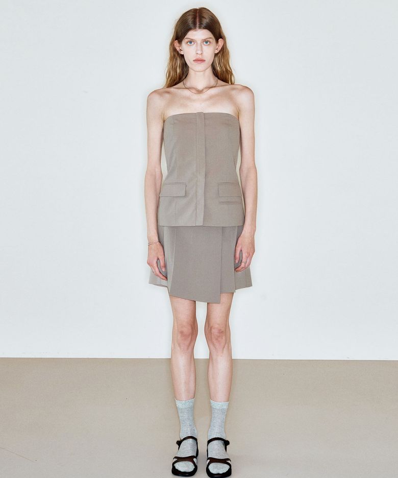 FLAP POCKET TUBE TOP_BEIGE