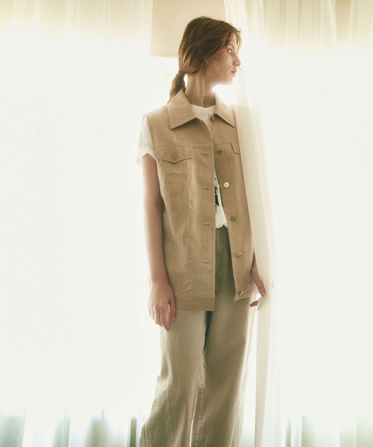 씨커슨(CKUSUN) WASHED LINEN BLEND VEST_BEIGE