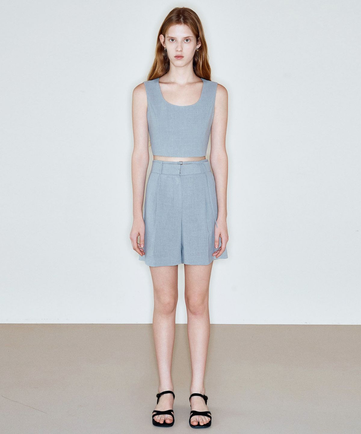 씨커슨(CKUSUN) BELT STRAP DETAIL SHORTS_GREY