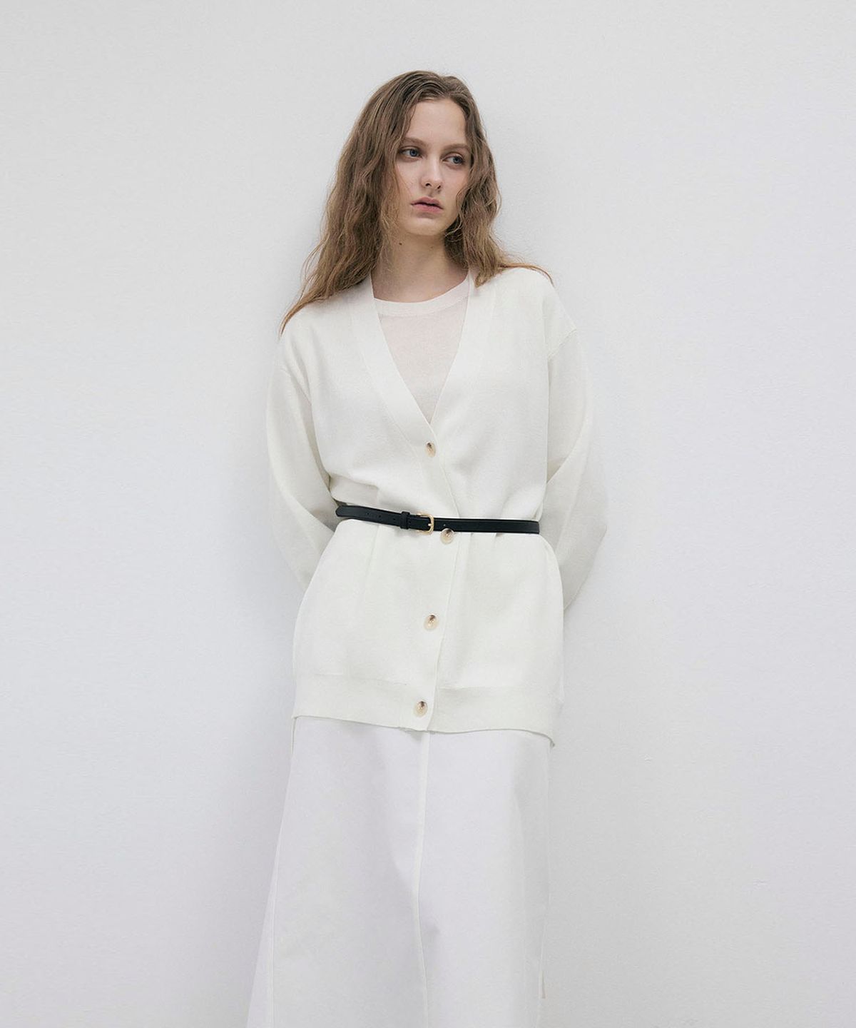 씨커슨(CKUSUN) TEXTURED OVAL KNIT CARDIGAN_WHITE