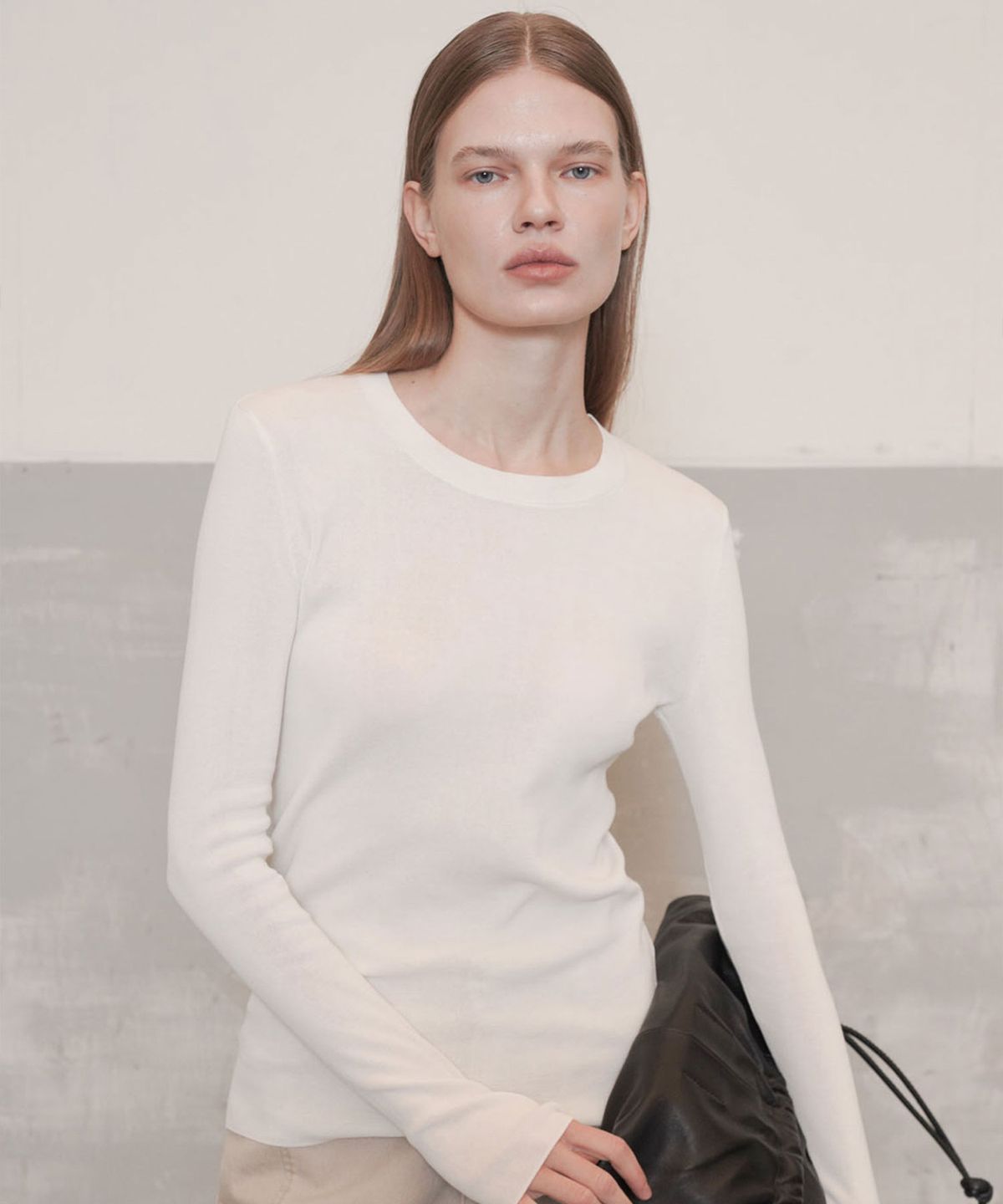 씨커슨(CKUSUN) LONG SLEEVE FINE KNIT TOP_WHITE