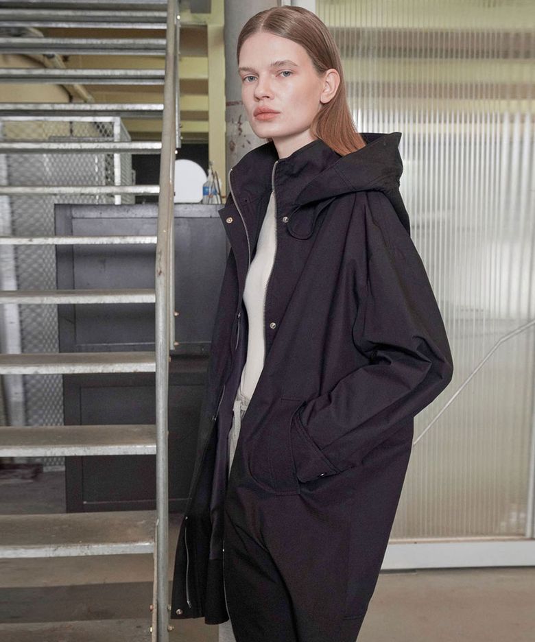 HOOD DETACHABLE OVAL COAT_NAVY