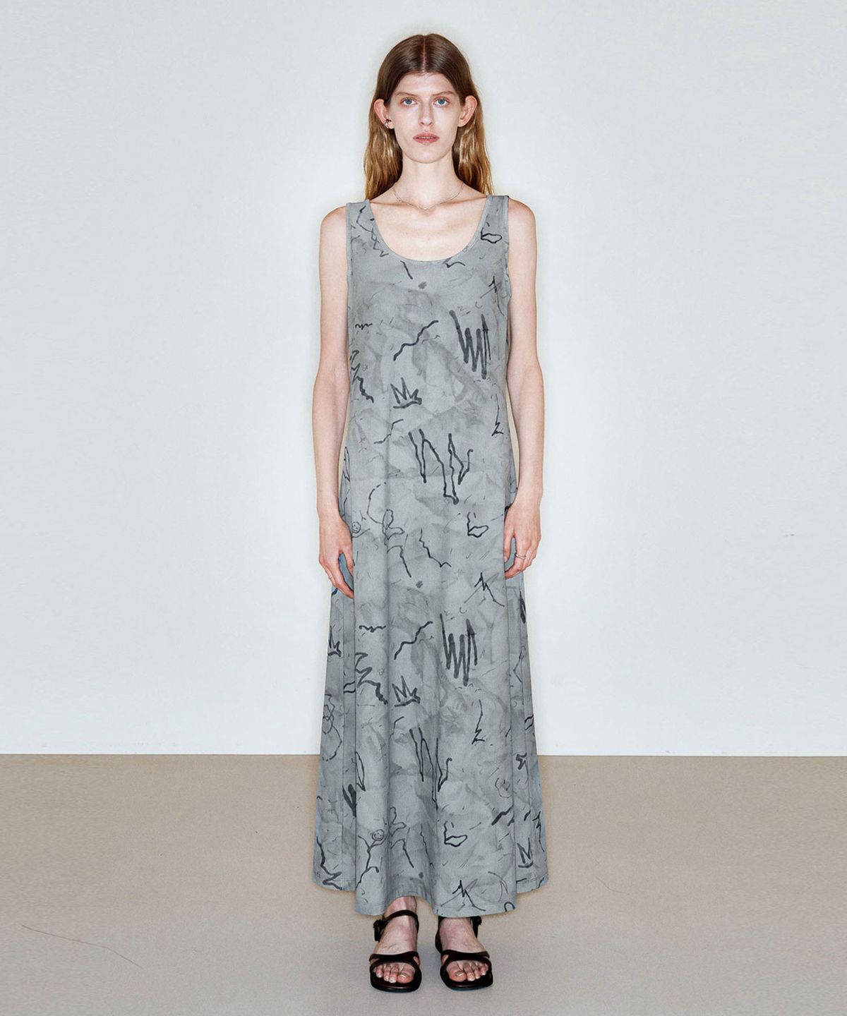 씨커슨(CKUSUN) DRAWING SLEEVELESS DRESS_KHAKI