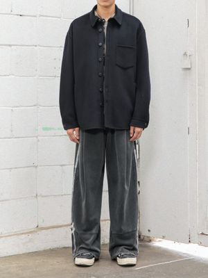 더블 페이스 핸드쏘운 하프 코트 [블랙]