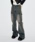 DOUBLE KNEE BOOT CUT JEANS GREY