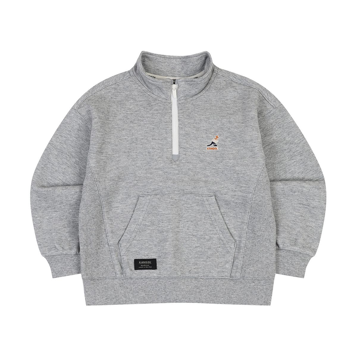 캉골키즈(KANGOL KIDS) 뉴 3컬러 심볼 하프 짚업 QD 0003 멜란지 그레이