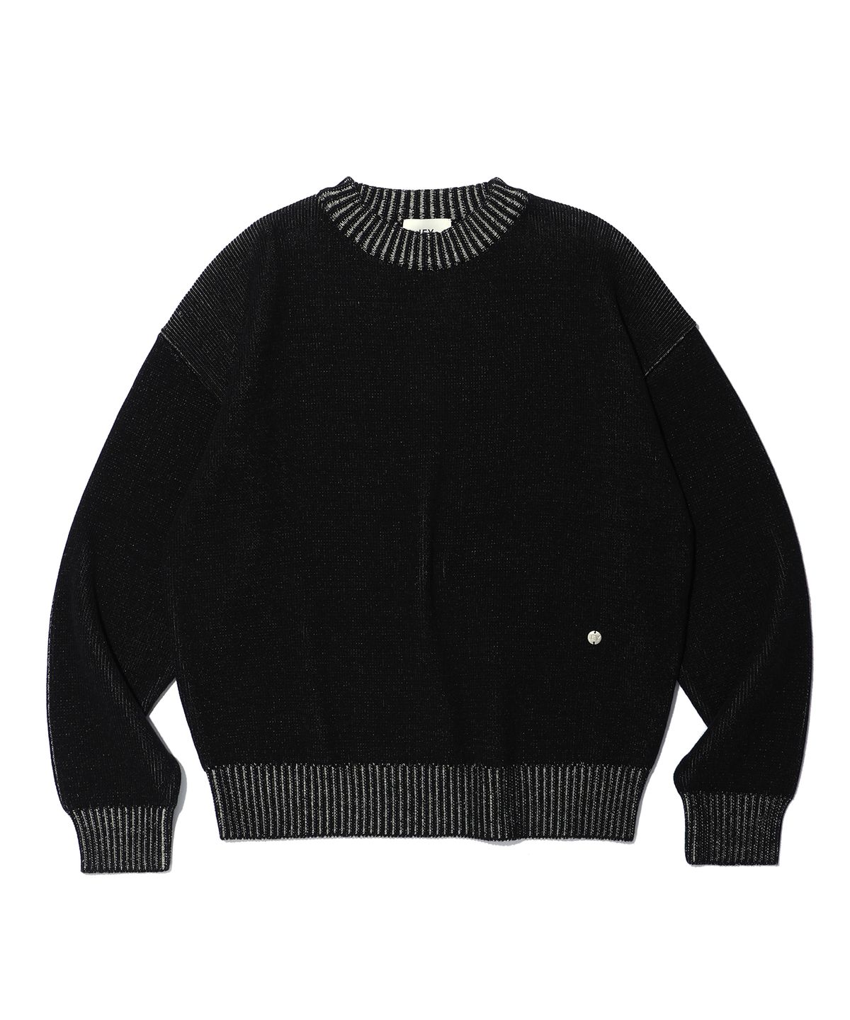 이에이(IEY) DOUBLE COLOR ROUND KNIT Black