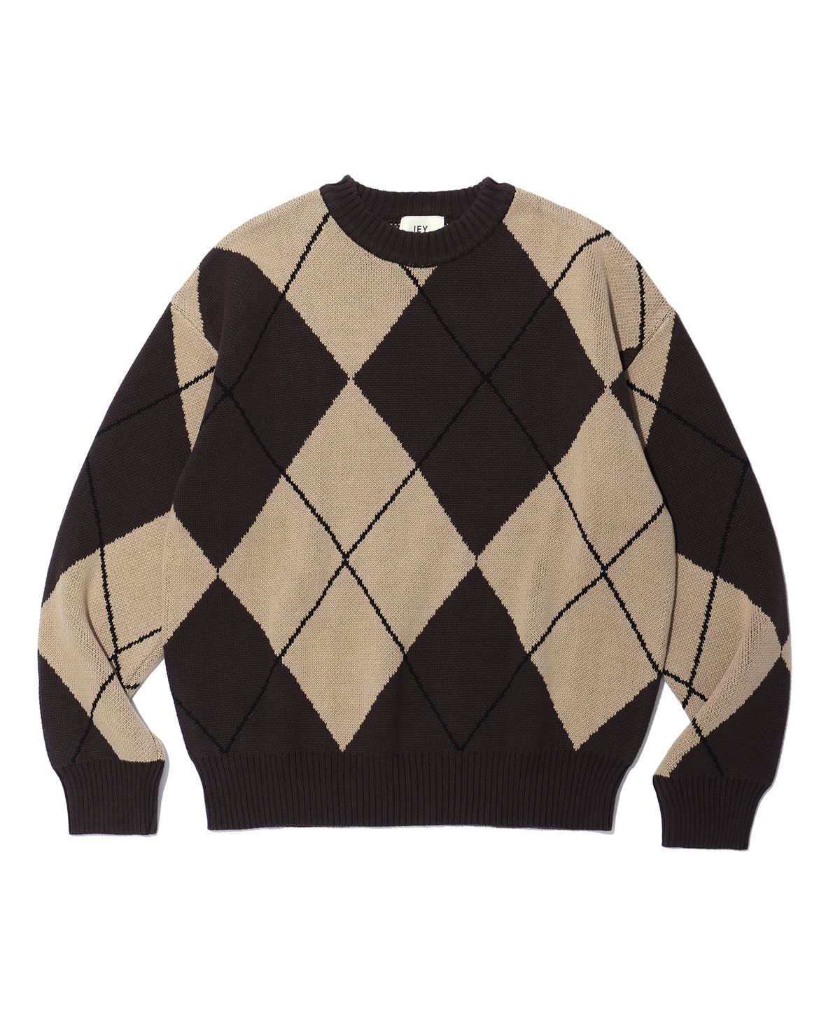 이에이(IEY) BOLD ARGYLE KNITWEAR Beige