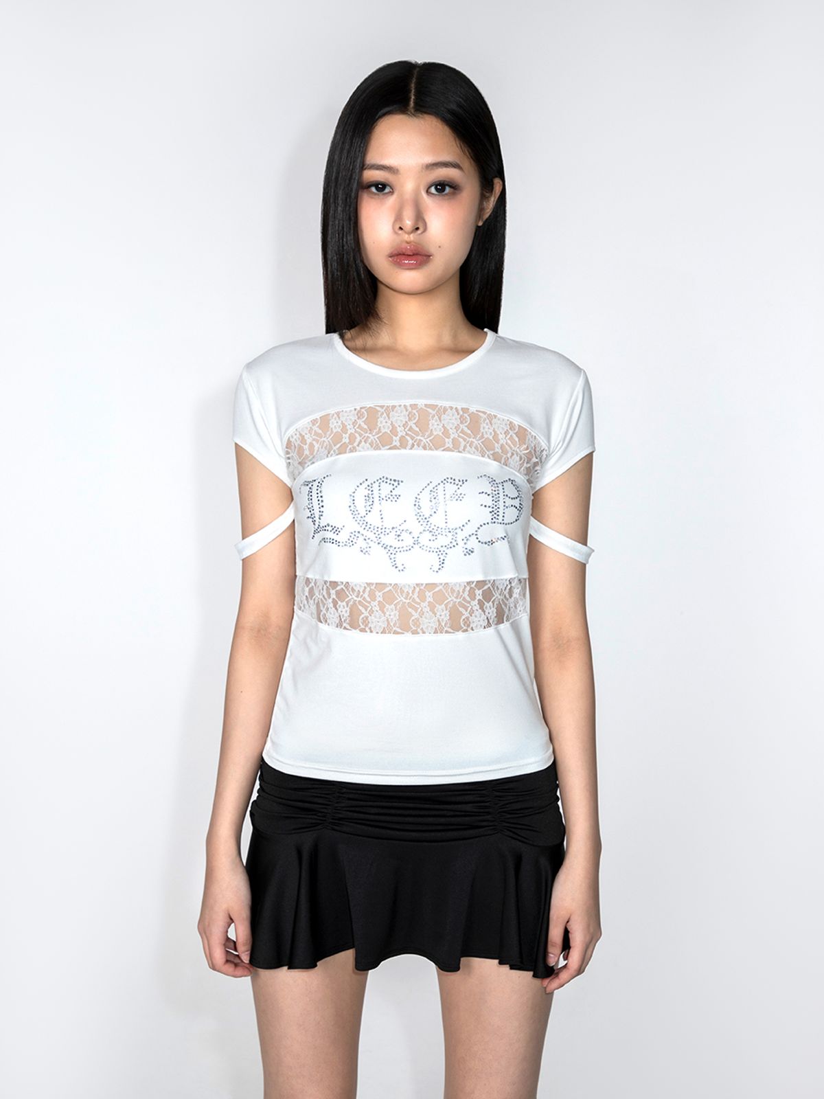 와이이이엘(YEEL) CUBIC POINT LACE TOP WHITE