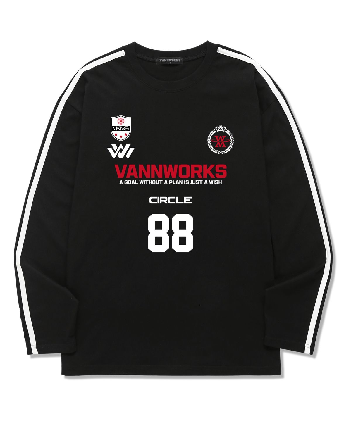밴웍스(VANNWORKS) 투톤 유니폼 로고 소매 테잎 롱슬리브 (VLS0075) 블랙