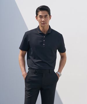 슬림핏 씨어서커 엠보텍스쳐 카라셔츠_블랙