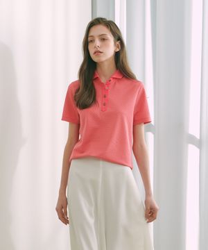 씨어서커 엠보텍스쳐 카라셔츠_코랄