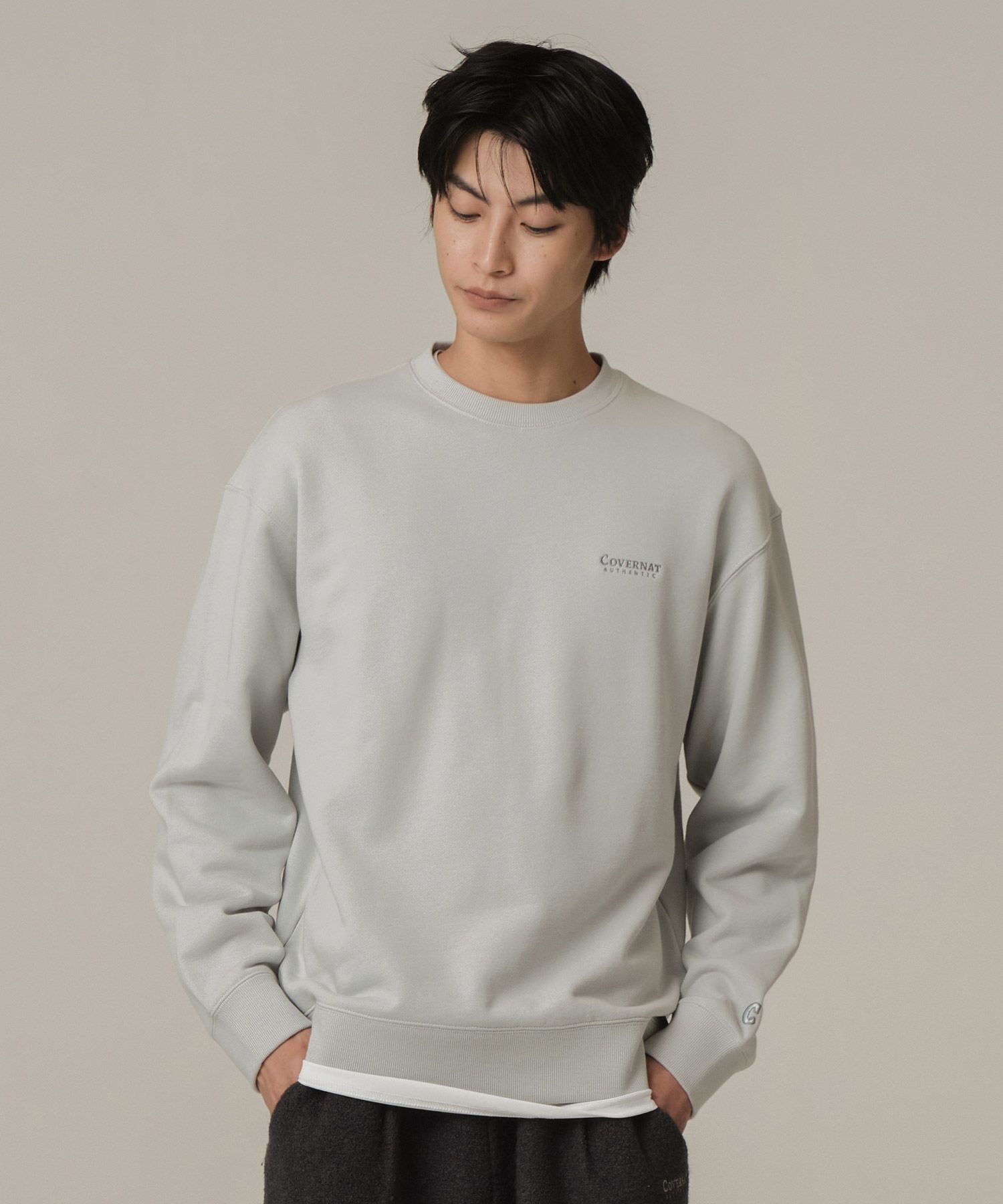 スウェット・トレーナー COVERNAT Small Authentic Logo Man to Man Sky Blue MUSINSA | COVERNAT Small Authentic Logo Man to Man Sky Blue