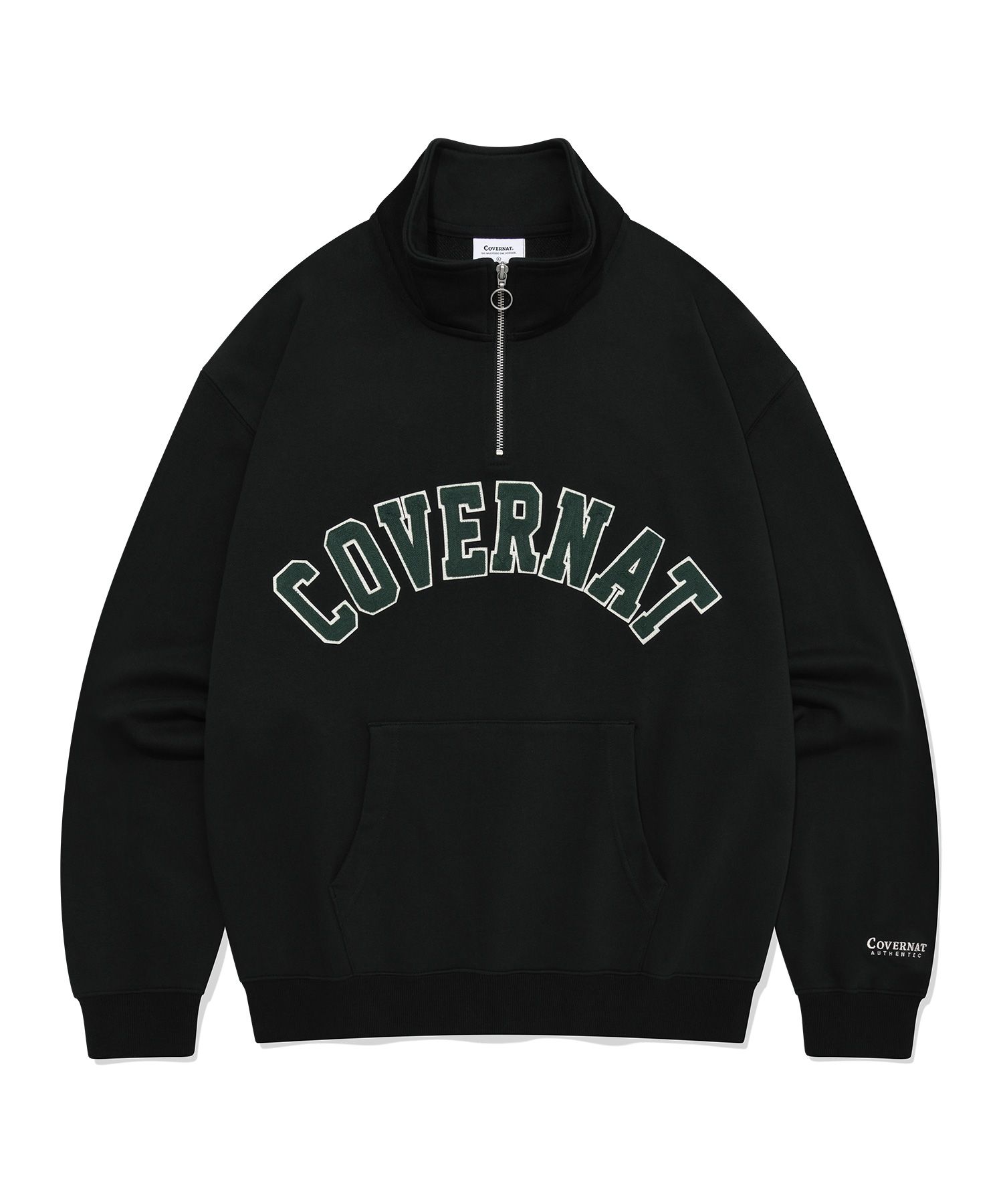 スウェット・トレーナー COVERNAT Arch Blockcore Man to Man Black MUSINSA | COVERNAT Arch Logo Half Zip-up Man to Man Black