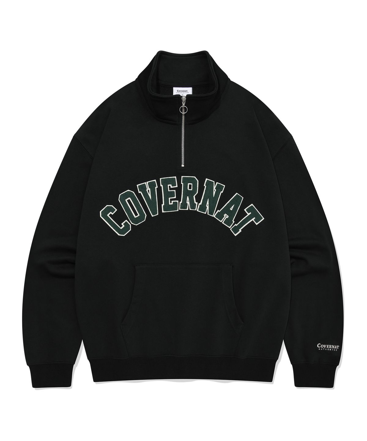 커버낫(COVERNAT) 아치 로고 하프 집업 맨투맨 블랙