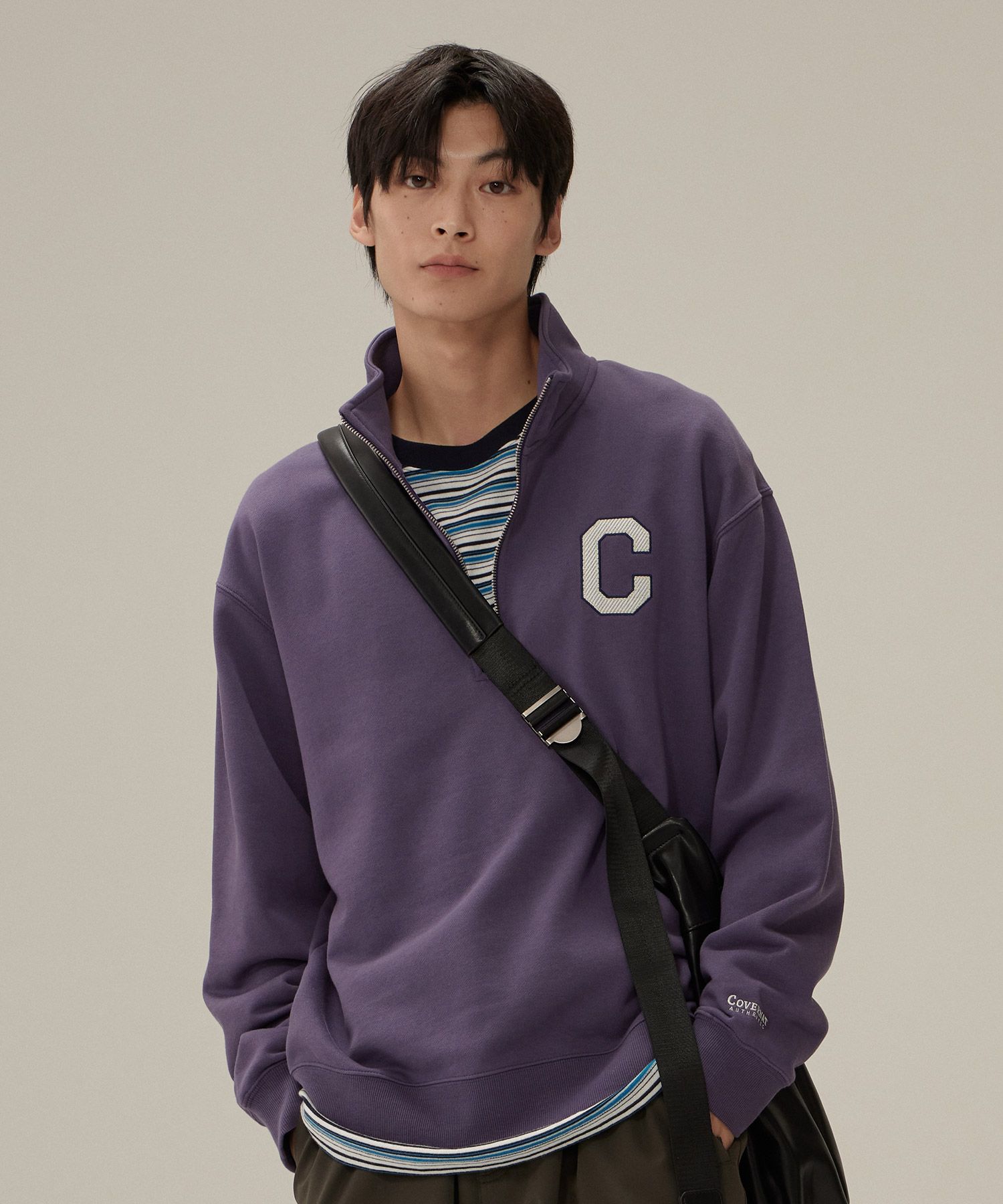 スウェット・トレーナー COVERNAT C Logo Half Zip-up Man to Man Lavender MUSINSA | COVERNAT C Logo Half Zip-up Man to Man Purple