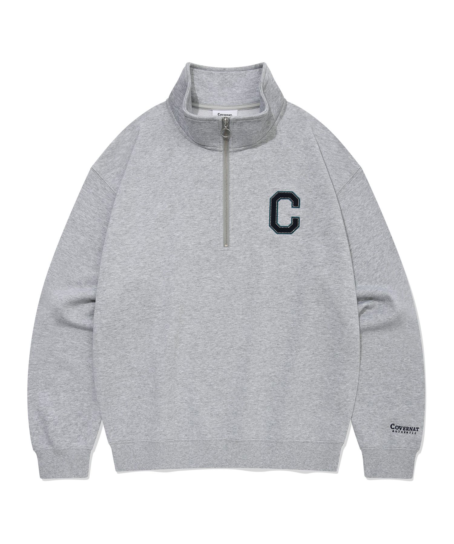 MUSINSA | COVERNAT C Logo Half Zip-Up Sweatshirt Melange Gray