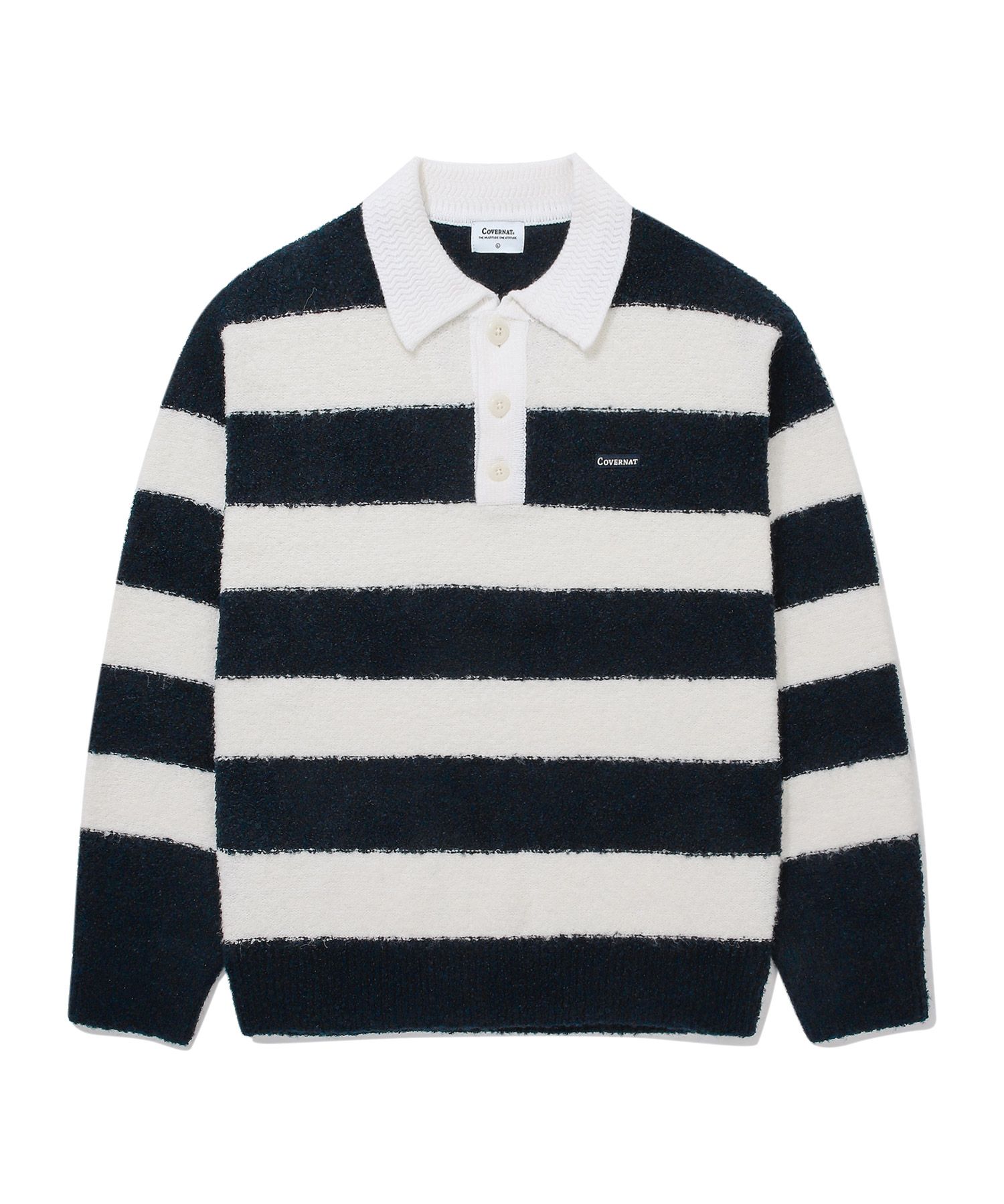 【COVERNAT】 Buckle Yarn Rugby Knit MUSINSA | COVERNAT Buckle Yarn Rugby Knit Dark Navy
