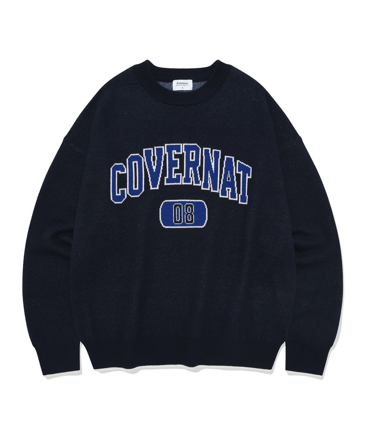 커버낫(COVERNAT) 아치 로고 08 크루넥 니트 다크 네이비