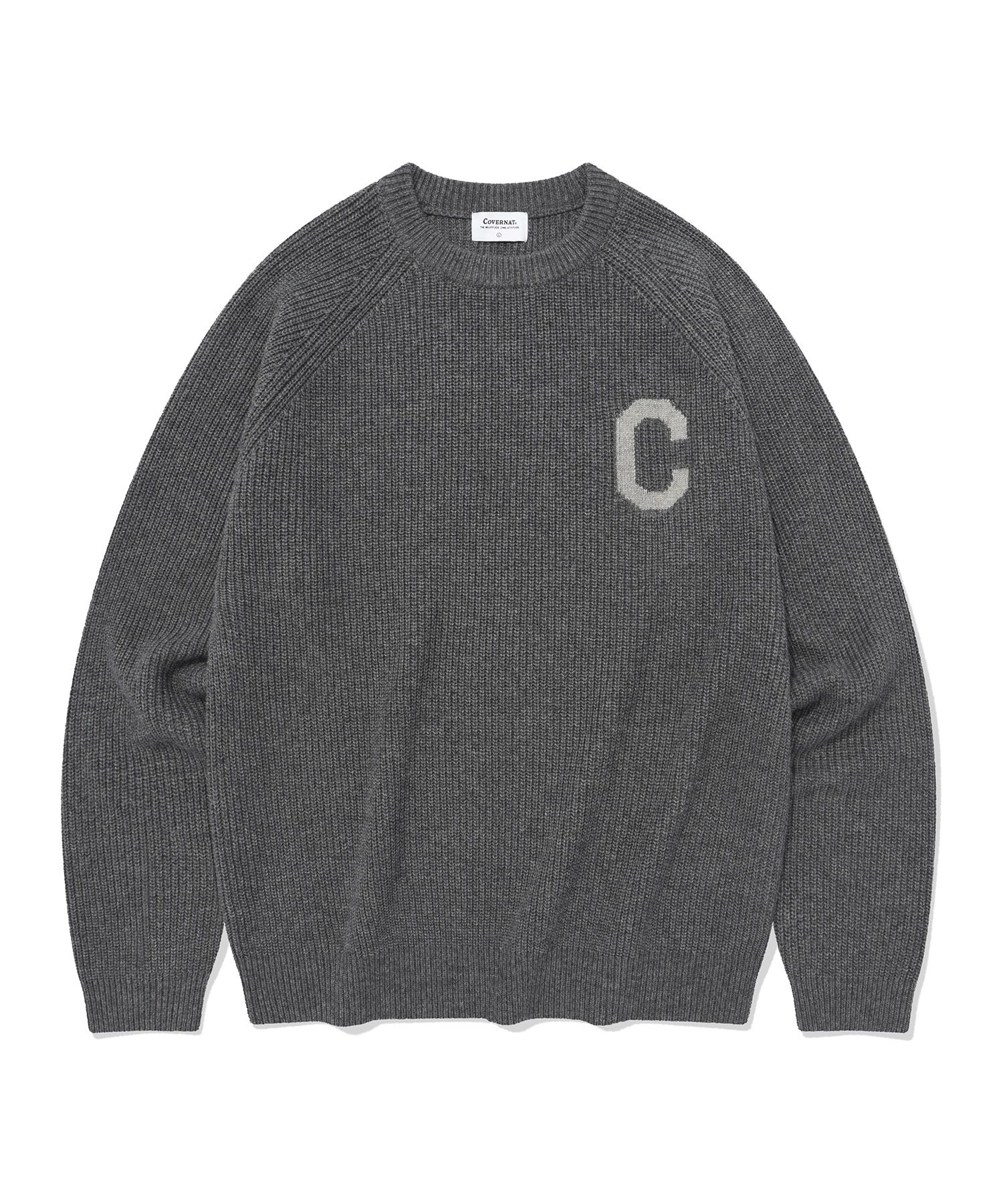 MUSINSA | COVERNAT Middle C Logo Crewneck Knit Melange Grey