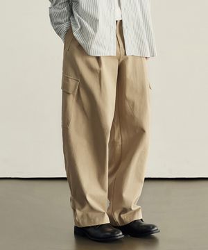 [데일리룸 X 로템버] 벌룬 레그 밀 와이드 카고 팬츠 [BEIGE]