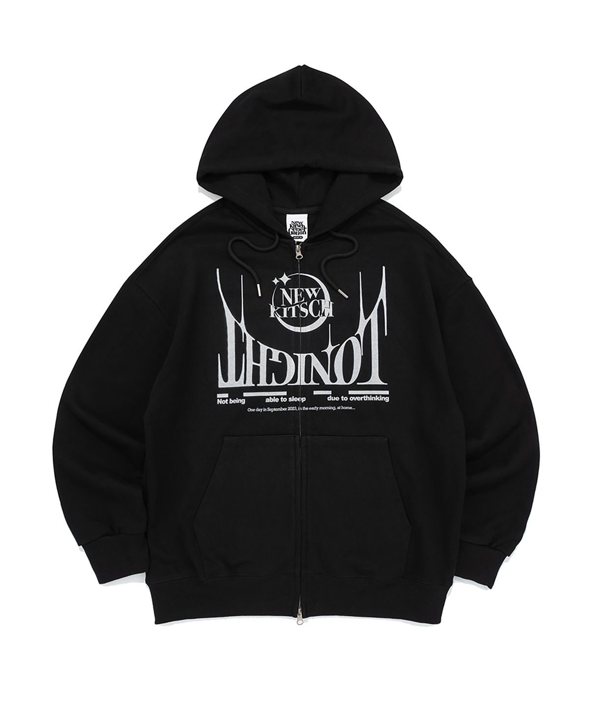뉴키치(NEWKITSCH) TONIGHT MOON GRAPHIC HOOD ZIP-UP (BLACK)
