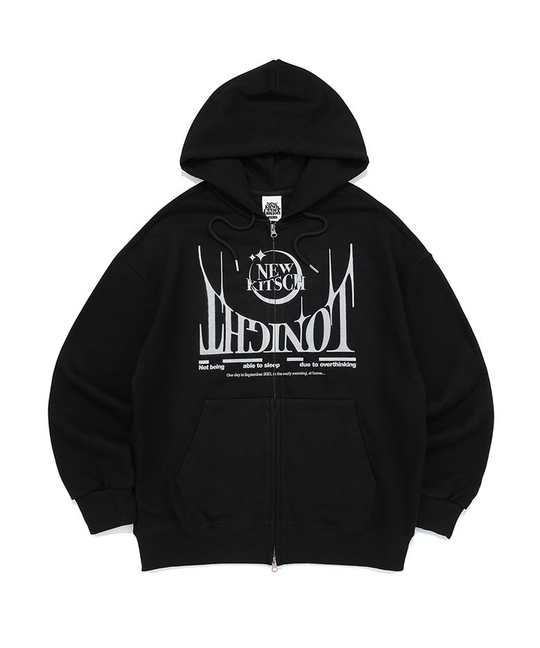 TONIGHT MOON GRAPHIC HOOD ZIP-UP (BLACK)