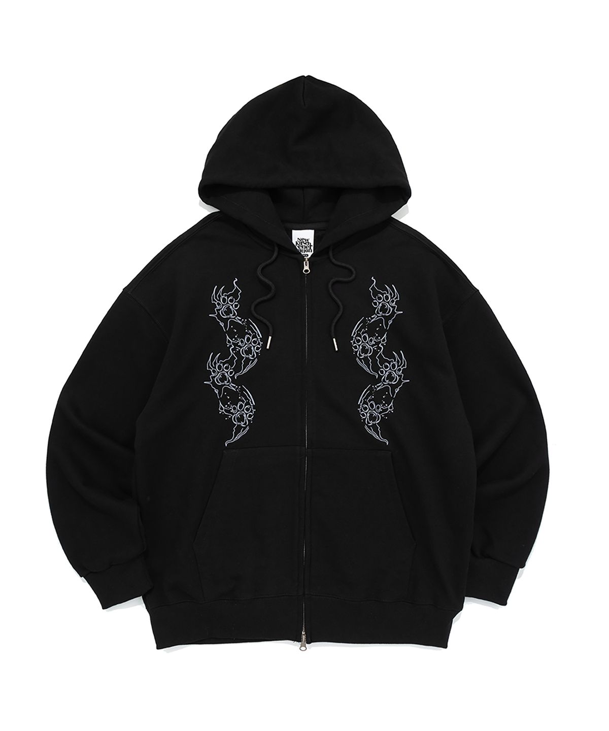 뉴키치(NEWKITSCH) CAT FOOTPRINT GRAPHIC HOOD ZIP-UP (BLACK)