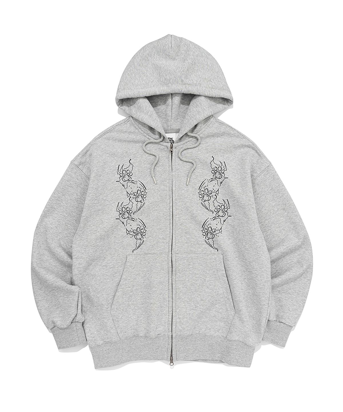 뉴키치(NEWKITSCH) CAT FOOTPRINT GRAPHIC HOOD ZIP-UP (MELANGE)